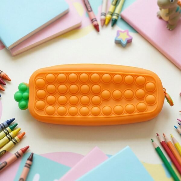 Pop It Silicone Pencil Pouch – Stress-Relieving & Spacious Organizer