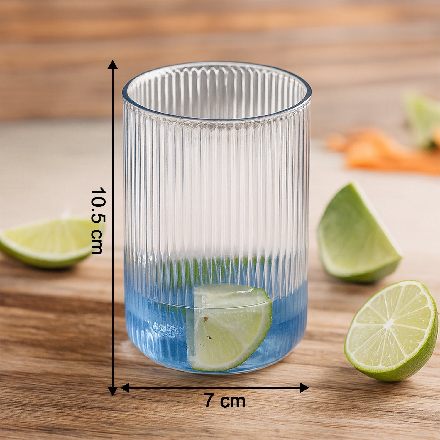 Plastic Glass Set – 6 Tall Ribbed 300ml Unbreakable Glasses
