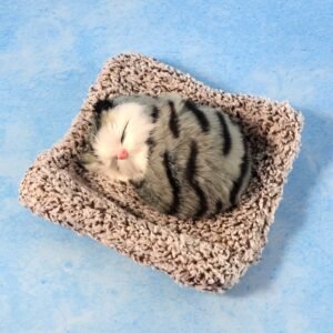 Plush Cat Dashboard Showpiece – Soft Closed-Eye Design