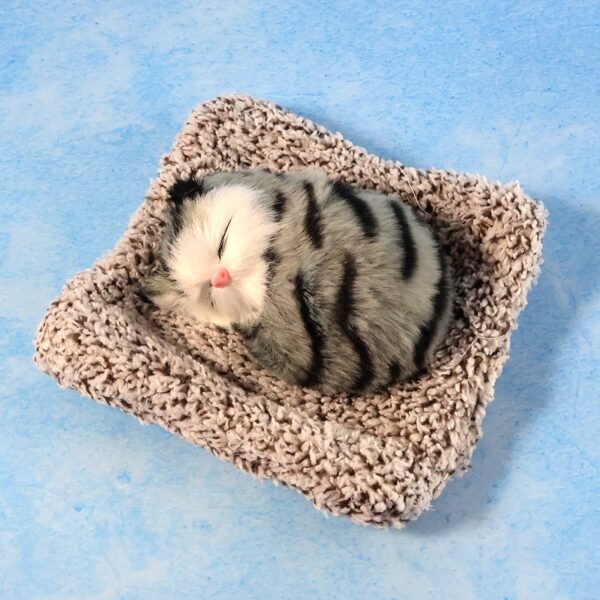 Plush Cat Dashboard Showpiece – Soft Closed-Eye Design