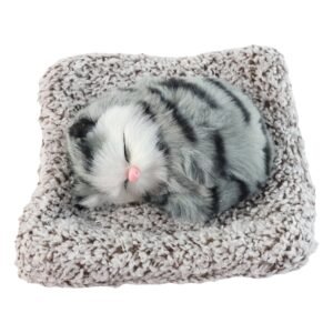 Plush Cat Dashboard Showpiece – Soft Closed-Eye Design