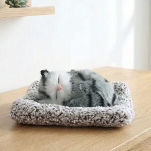 Plush Cat Dashboard Showpiece – Soft Closed-Eye Design