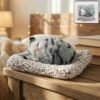Plush Cat Dashboard Showpiece – Soft Closed-Eye Design