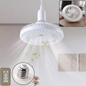 Remote Control Ceiling Fan with Light, E27 Socket LED Lamp Fan for Home (1 Set)