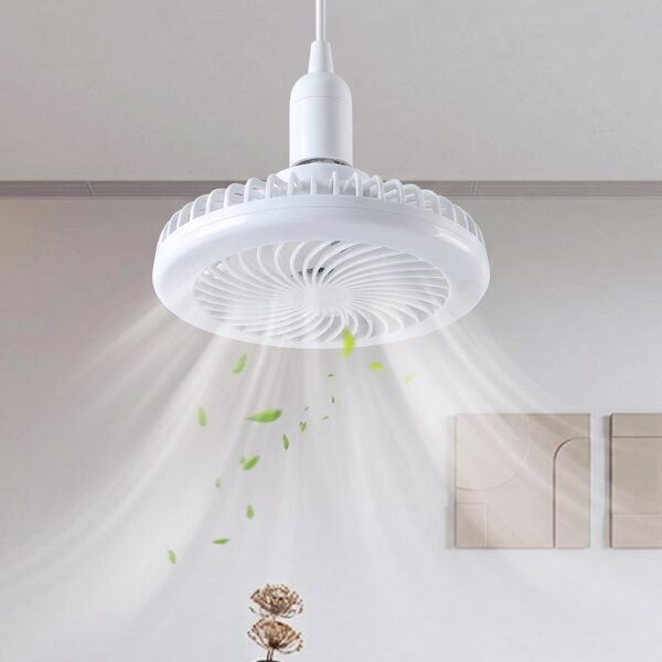 Remote Control Ceiling Fan with Light, E27 Socket LED Lamp Fan for Home (1 Set)