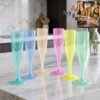 Reusable Plastic Champagne Flutes Wine Glasses Set Assorted Colours (6 Pc Set)