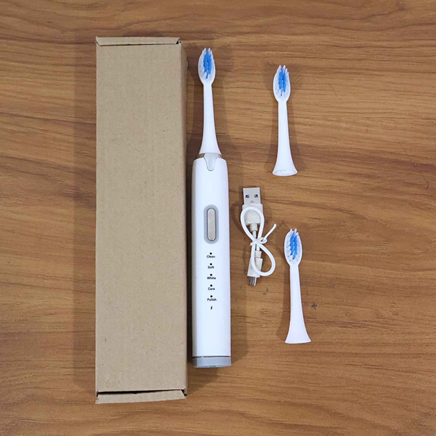 Electric Toothbrush Set – Rechargeable Sonic Cleaner with 3 Brush Heads