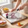 Stainless Steel 2 in 1 Cut and Chop Board with Knife and Sharpener...