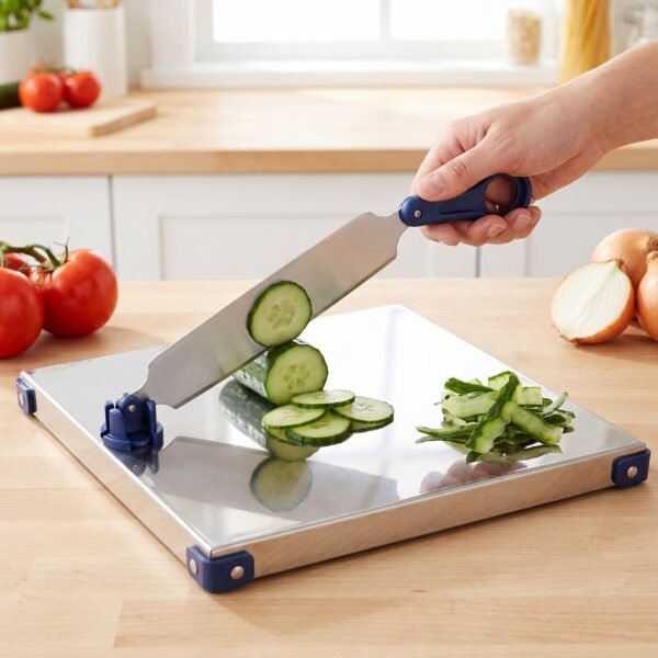 Stainless Steel 2 In 1 Cutting Chopping Board with Knife Finger Gua...