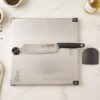 Stainless Steel 2 in 1 Cut and Chop Board with Knife and Sharpener...