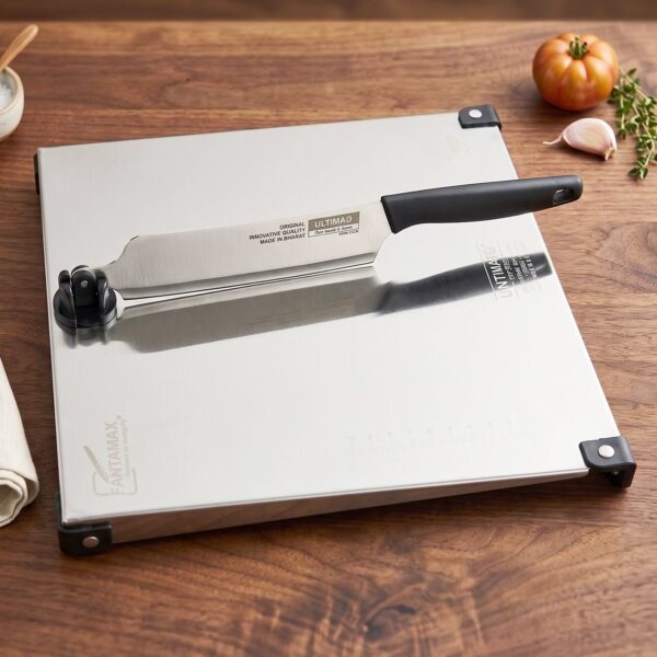 Stainless Steel 2 in 1 Cut and Chop Board with Knife and Sharpener...