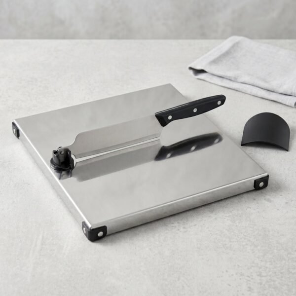 Stainless Steel 2 In 1 Cutting and Chopping Board with Built In Kni...