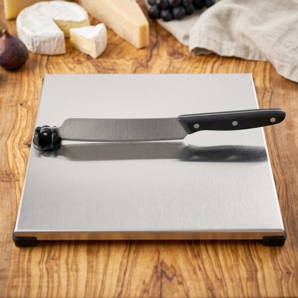Stainless Steel 2 In 1 Cutting and Chopping Board with Built In Kni...