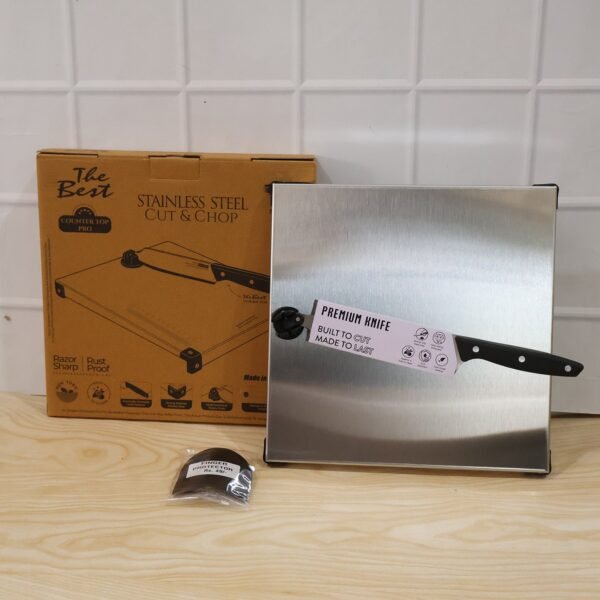 Stainless Steel 2 In 1 Cutting and Chopping Board with Built In Kni...
