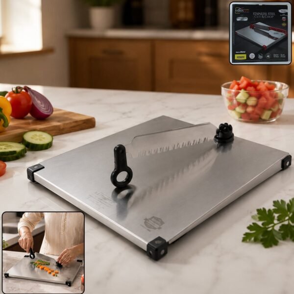 Stainless Steel 2 in 1 Cutting and Chopping Board with Knife for Ki...