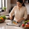 Stainless Steel 2 in 1 Cutting and Chopping Board with Knife for Ki...
