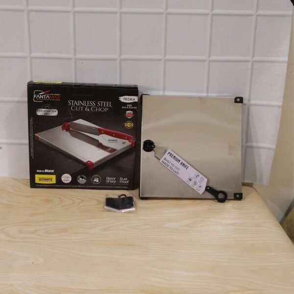 Stainless Steel 2 in 1 Cutting and Chopping Board with Knife for Ki...