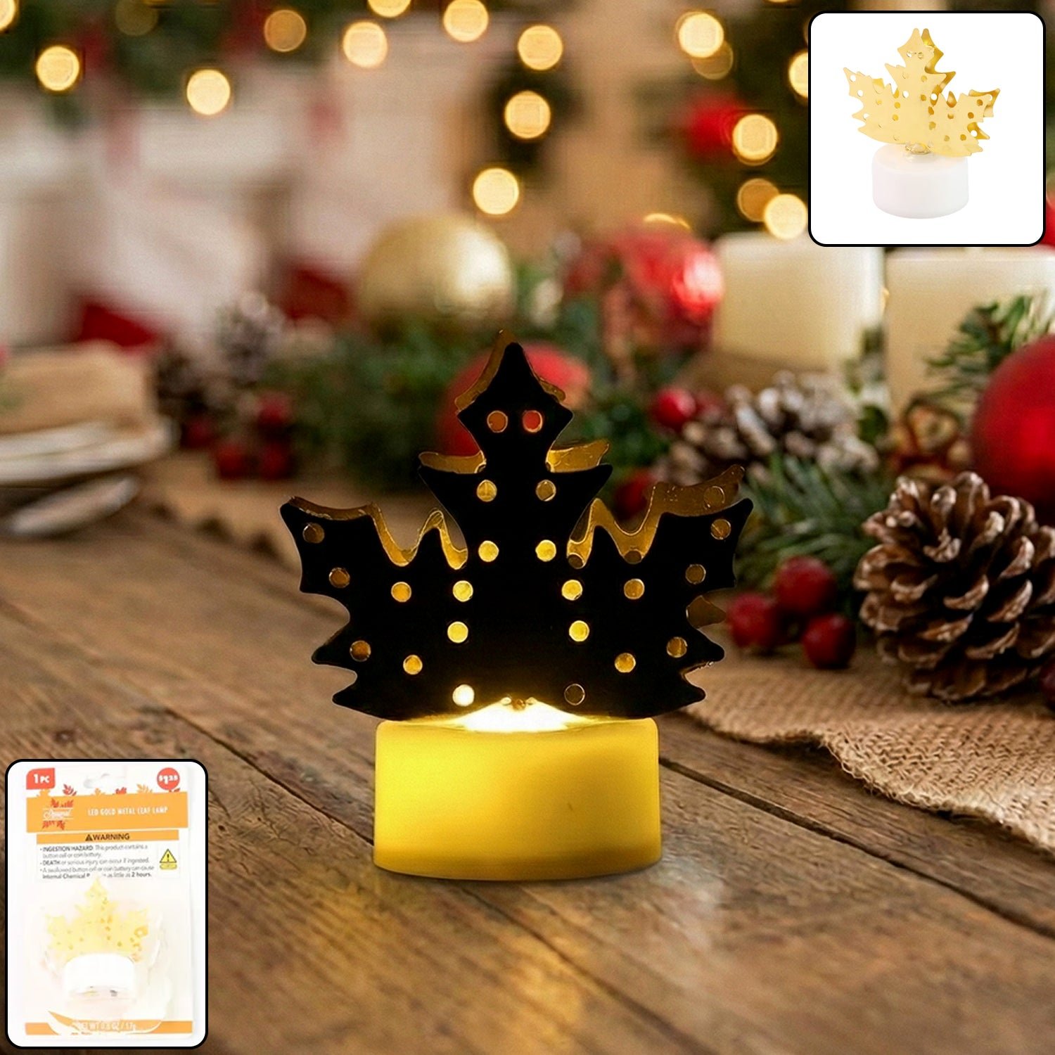 LED Gold Metal Leaf Diya Lamp – Battery Operated Festive Glow