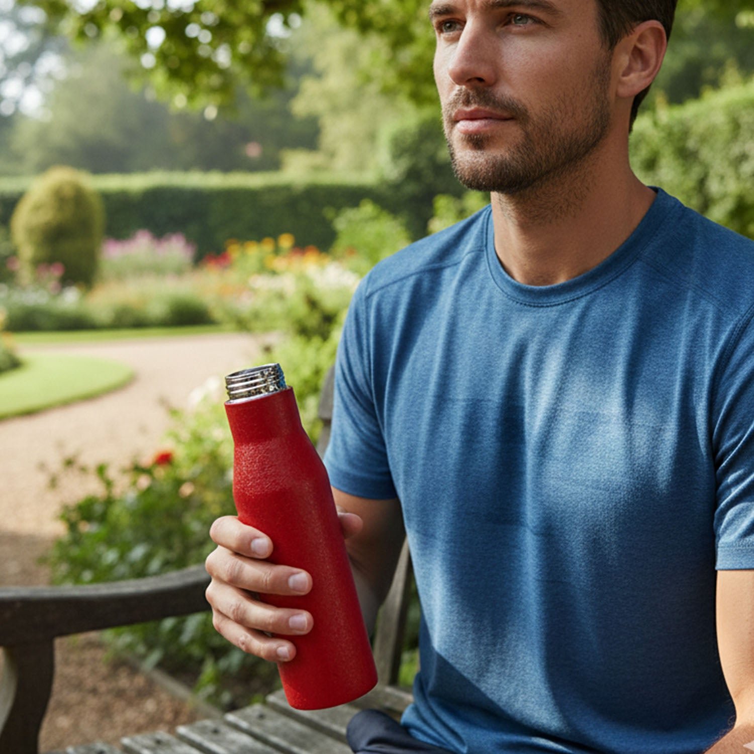 Red Stainless Steel Water Bottle 1000ml – Insulated & Leakproof