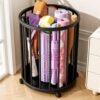 Metal Laundry Basket with Wheels, Round Standing Dirty Clothes Hamper (1 Pc)