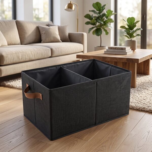 Foldable Cloth Storage Basket with Handle, Collapsible Clothes Organizer (1 Pc / 47x28 Cm)