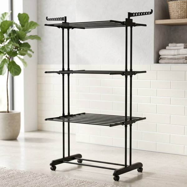 Expandable Garment Rack – 3 Layer Cloth Drying Stand with Wheels