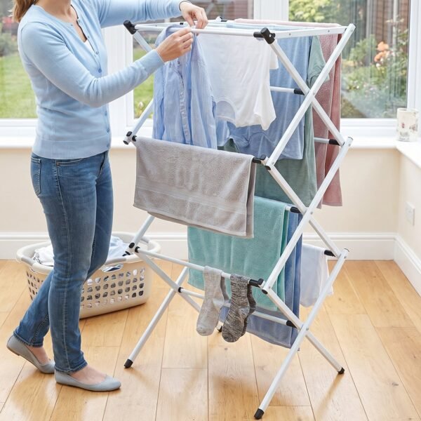 Metal Foldable Clothes Drying Rack – 3 Tier Portable Stand