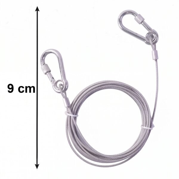 Heavy Duty Steel Clothesline – 5 Meter Wire Rope with Carabiner Hooks