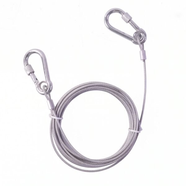 Heavy Duty Steel Clothesline – 5 Meter Wire Rope with Carabiner Hooks