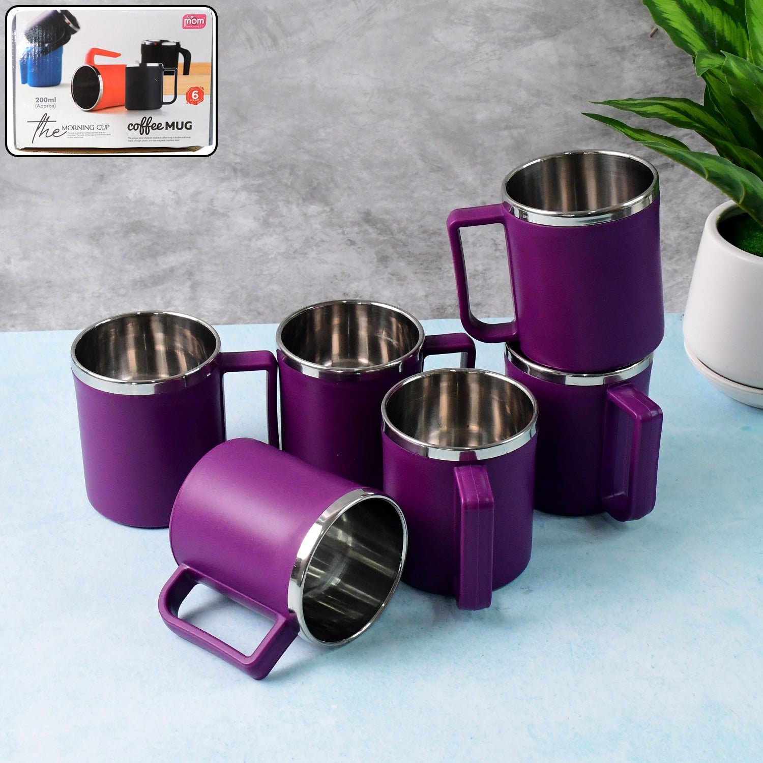 Stainless Steel Coffee Mug Set – Durable 200ML, 6 Pieces