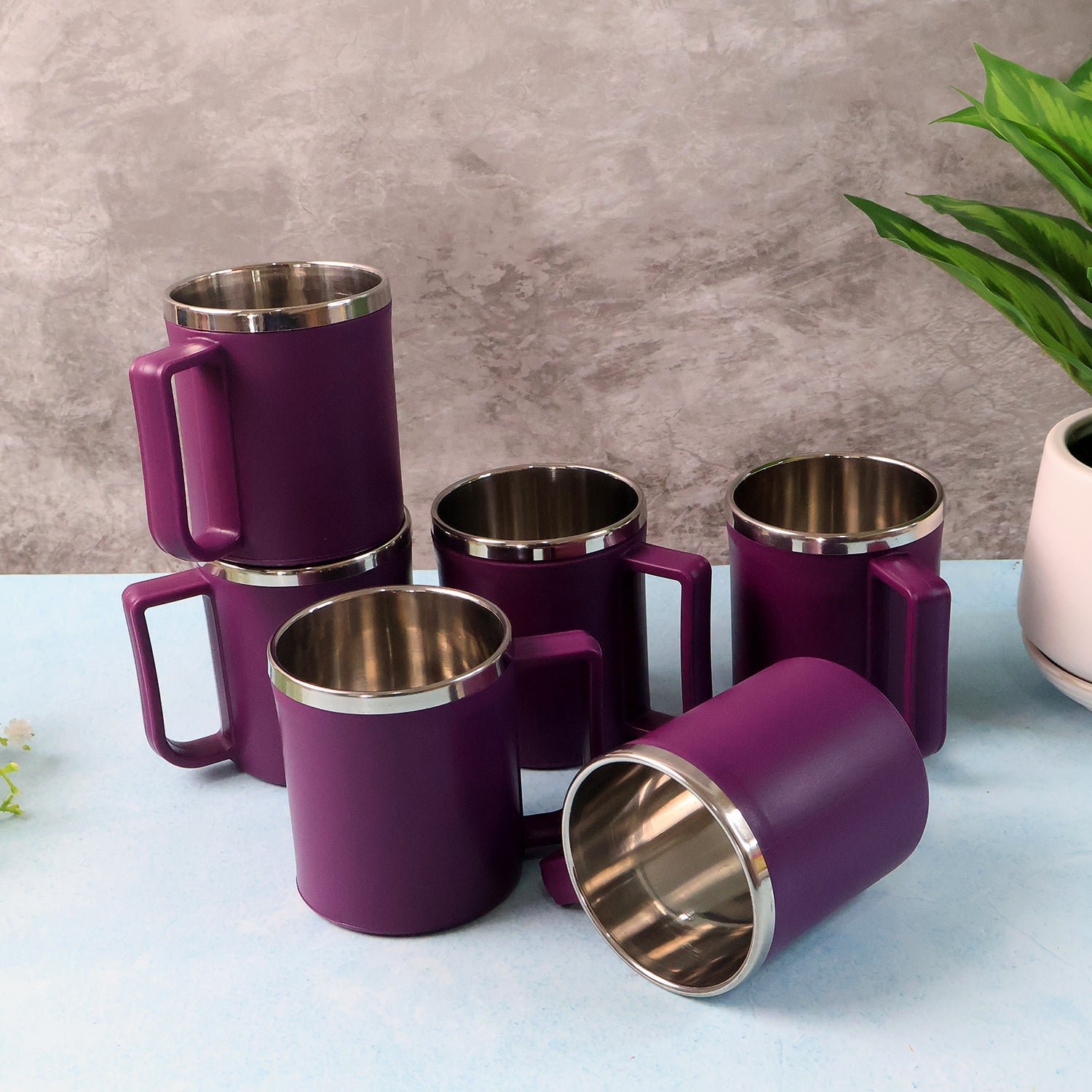 Stainless Steel Coffee Mug Set – Durable 200ML, 6 Pieces