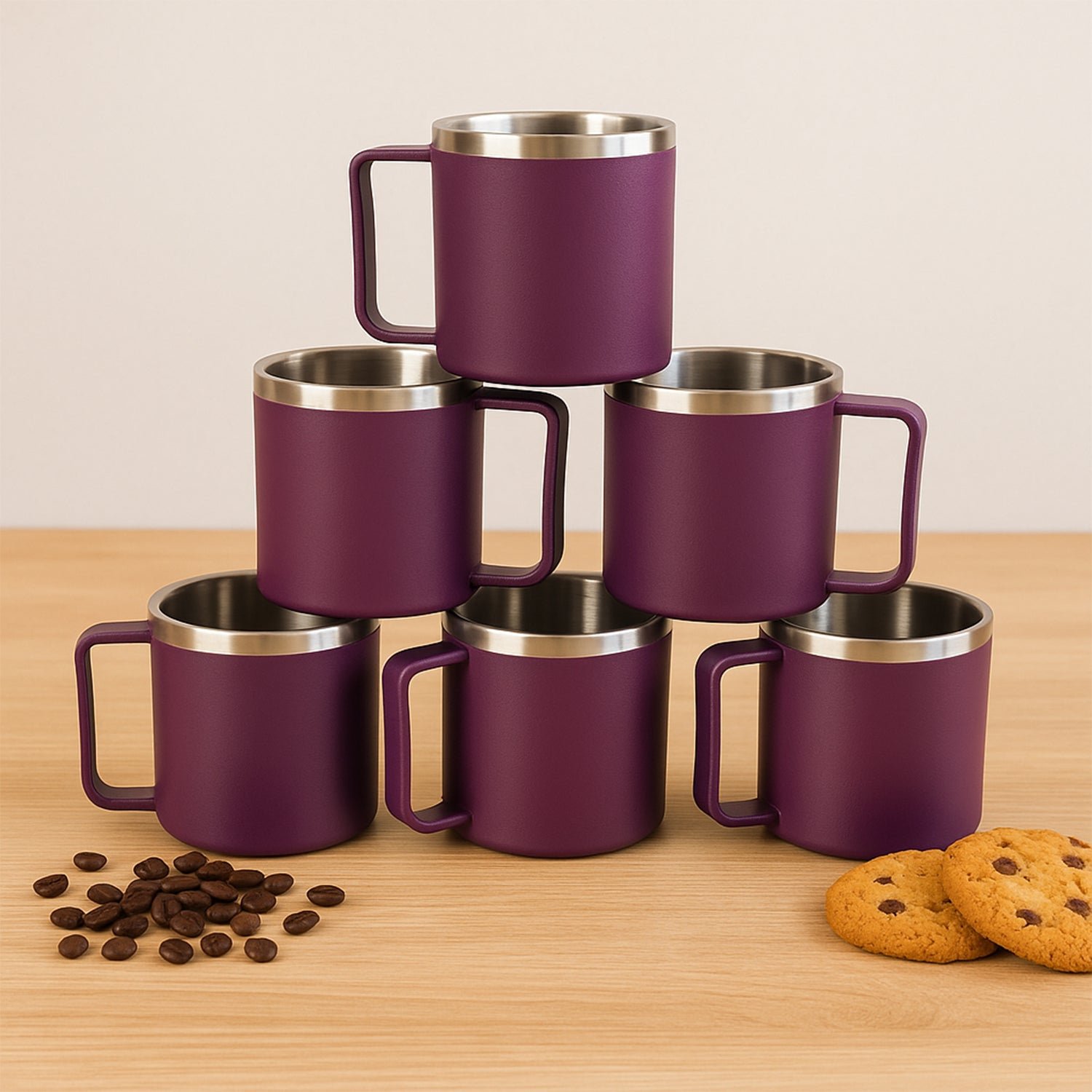 Stainless Steel Coffee Mug Set – Durable 200ML, 6 Pieces