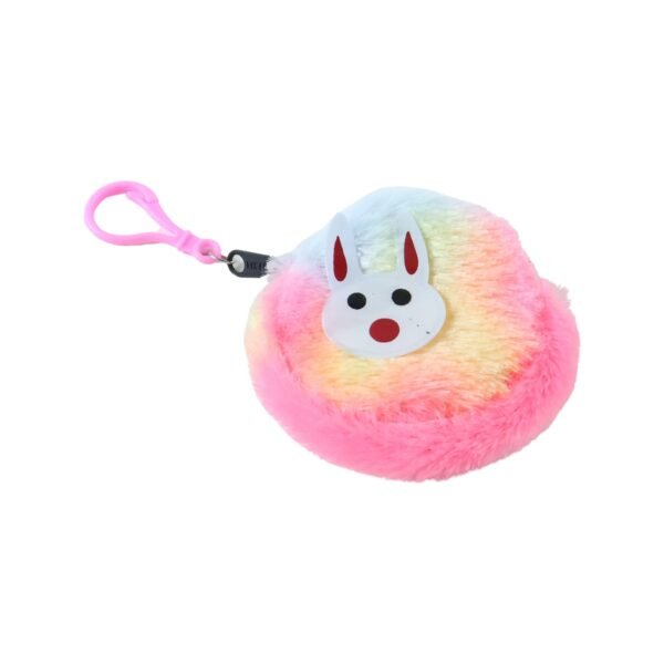 Cute Bunny Design Rainbow Fur Mini Coin Purse Keychain – Compact & Stylish for Kids