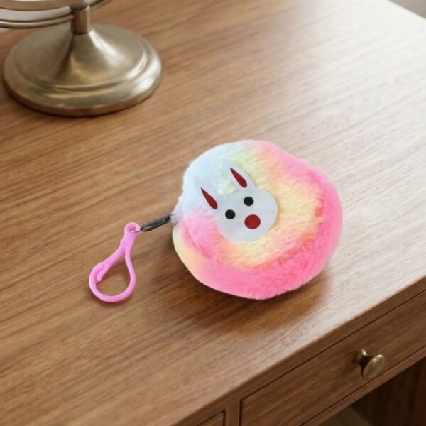 Cute Bunny Design Rainbow Fur Mini Coin Purse Keychain – Compact & Stylish for Kids