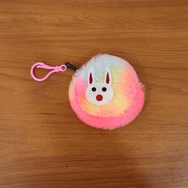 Cute Bunny Design Rainbow Fur Mini Coin Purse Keychain – Compact & Stylish for Kids