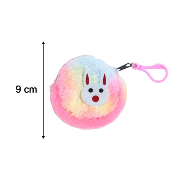 Cute Bunny Design Rainbow Fur Mini Coin Purse Keychain – Compact & Stylish for Kids