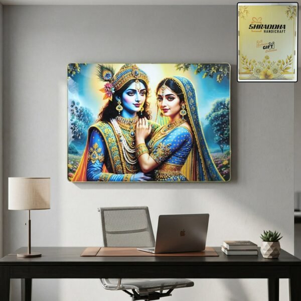 ColofulRadhaKrishna05-WOSKU-01 Radha Krishna Wall Frame – Elegant Divine Home Decor