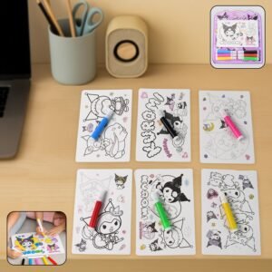 Kuromi-Themed Kids Coloring Book Set – 6 Sheets & 6 Markers