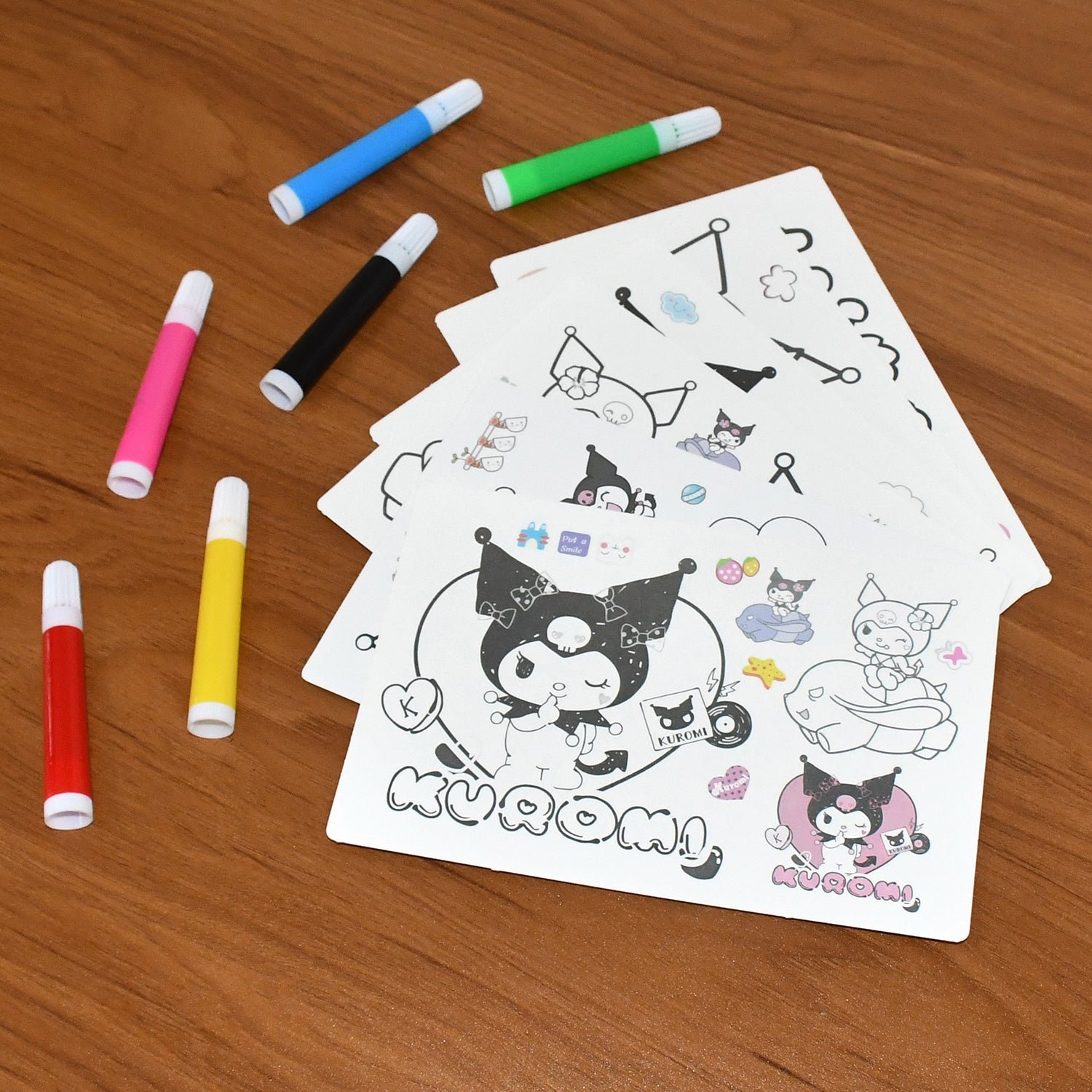 Kuromi-Themed Kids Coloring Book Set – 6 Sheets & 6 Markers