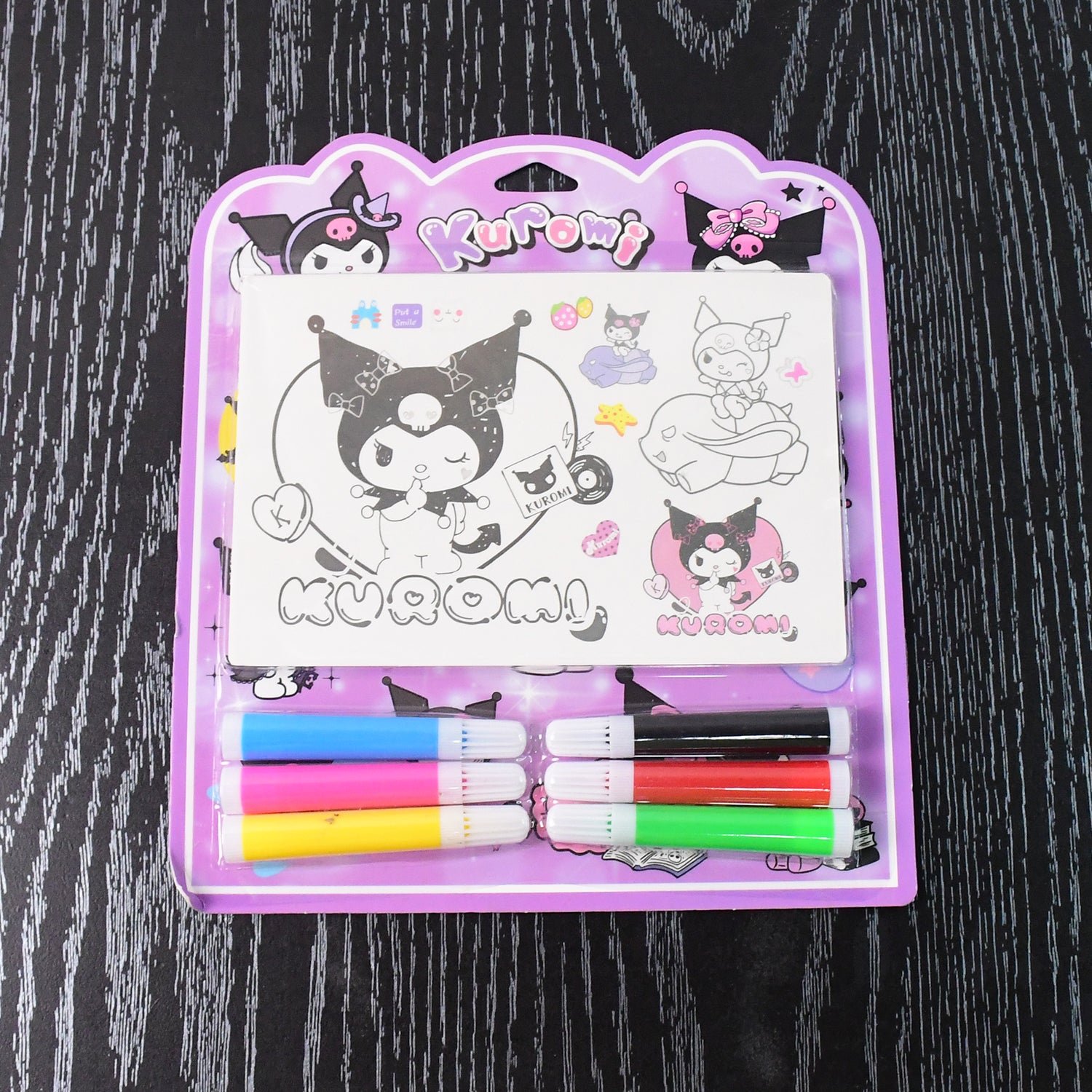 Kuromi-Themed Kids Coloring Book Set – 6 Sheets & 6 Markers