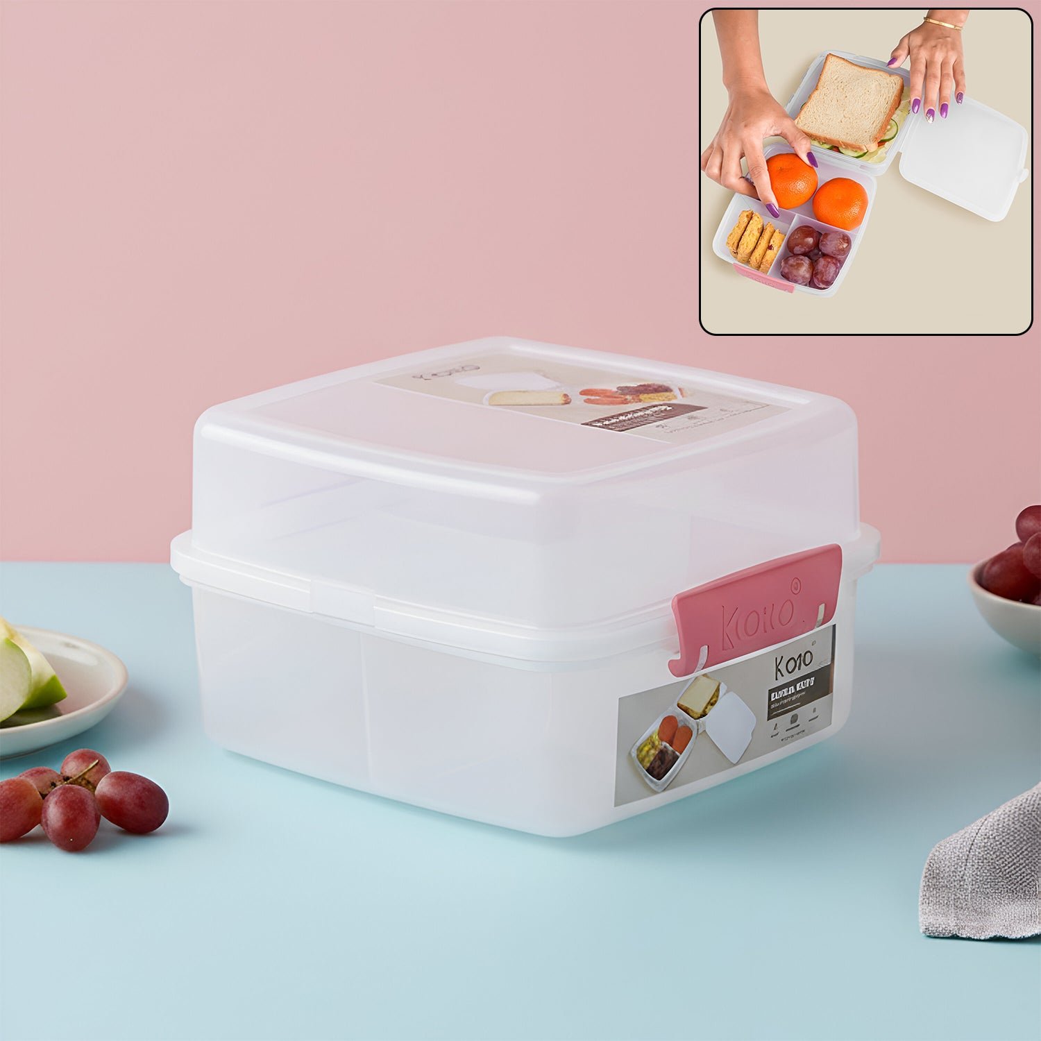 Airtight Multi-Compartment Lunch Box – 1400 ML Capacity