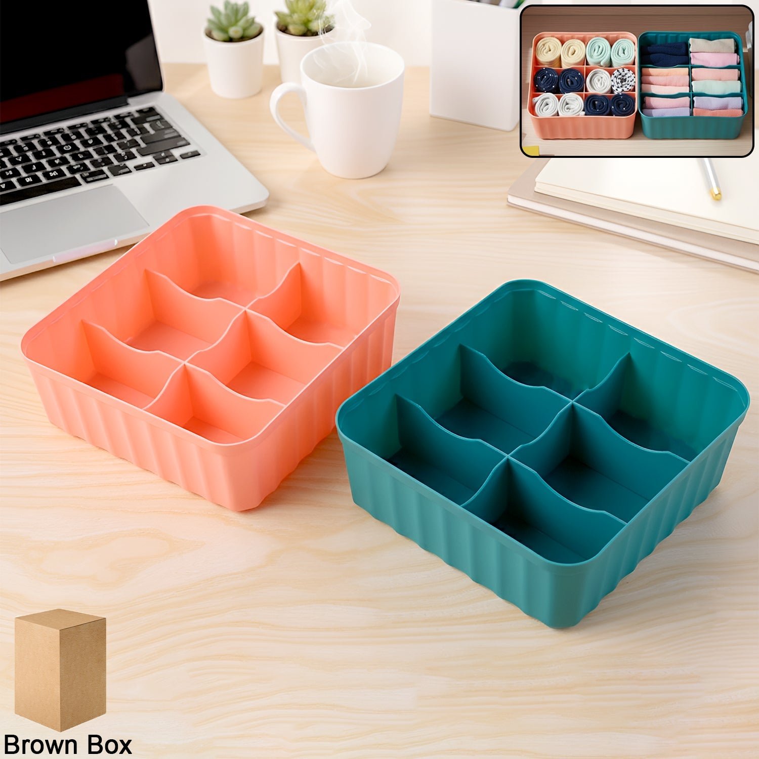 Square Organizer with 6 Compartments – Space-Saving Storage Set