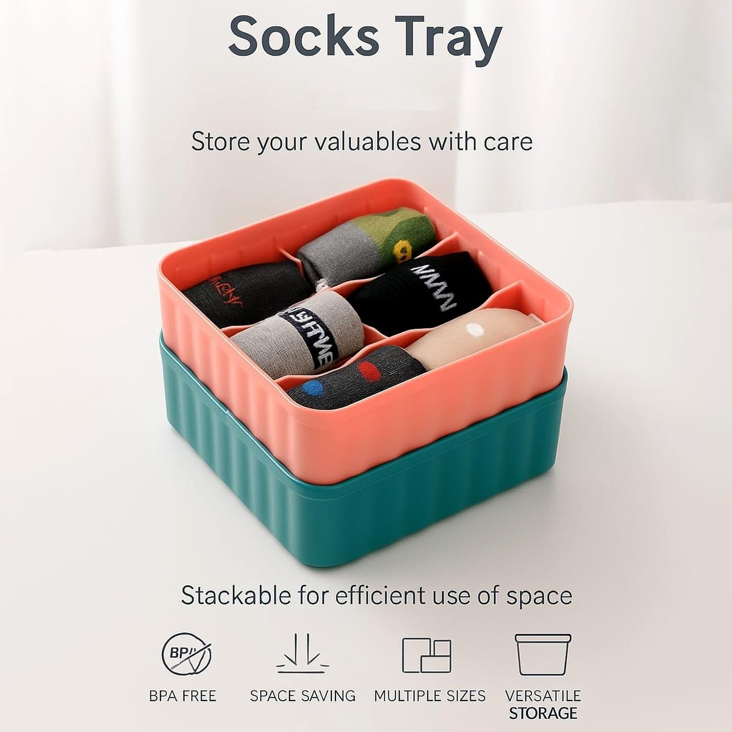 Square Organizer with 6 Compartments – Space-Saving Storage Set