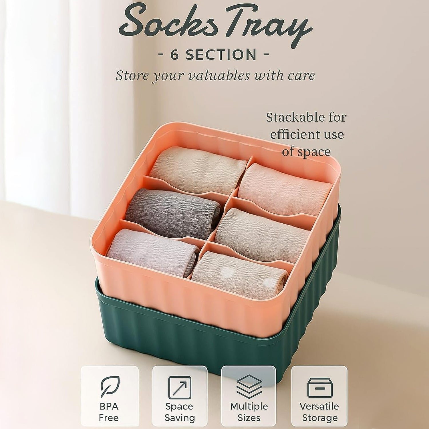 Square Organizer with 6 Compartments – Space-Saving Storage Set