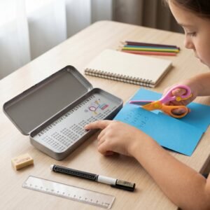 Kids Metal Pencil Box Set – Complete Stationery Organisation