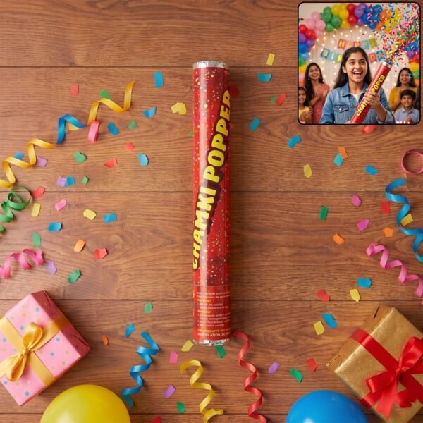 Red Chamki Confetti Party Popper for Birthday Wedding and Celebrati...