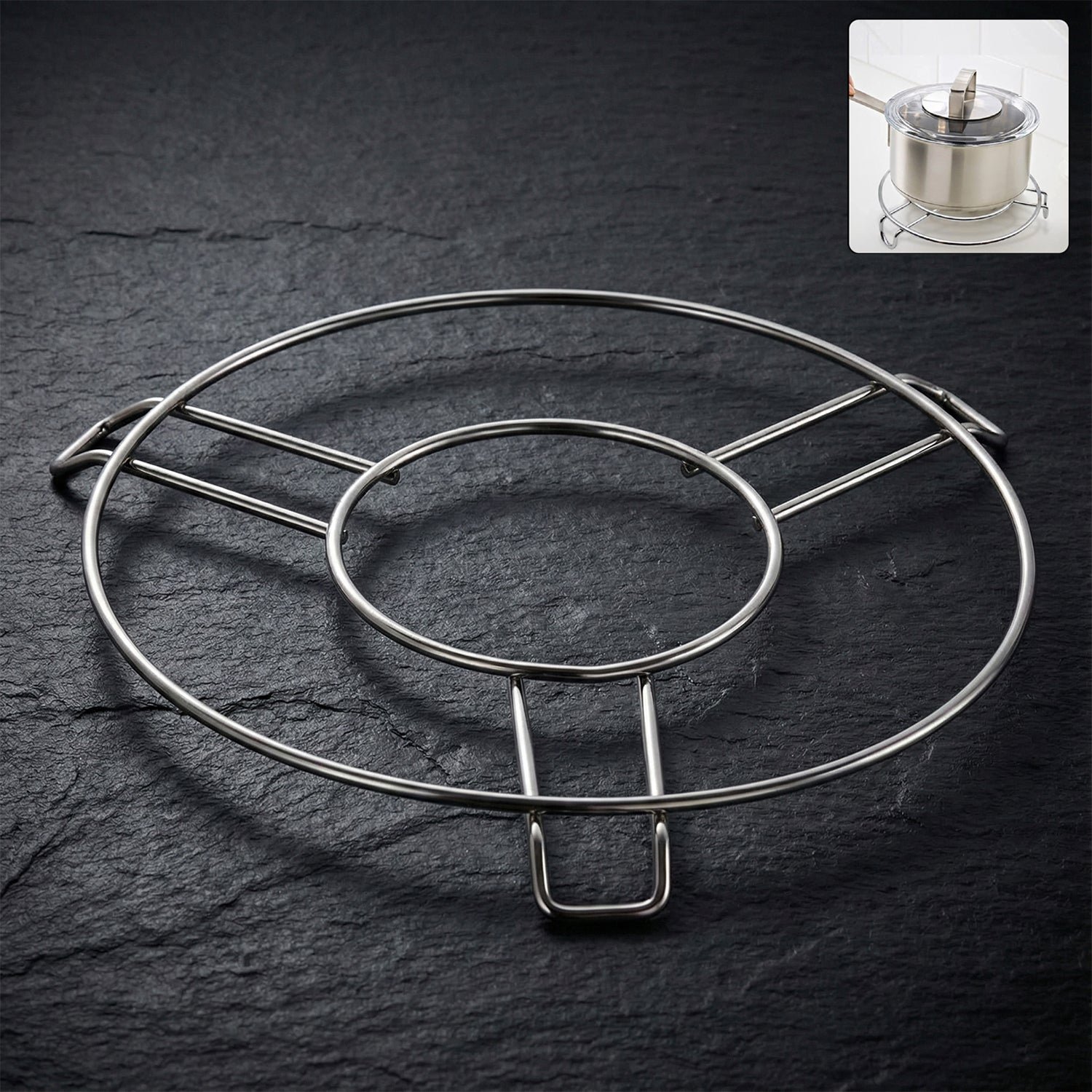Stainless Steel Hot Pot Stand – Durable Heatproof Cookware Rack