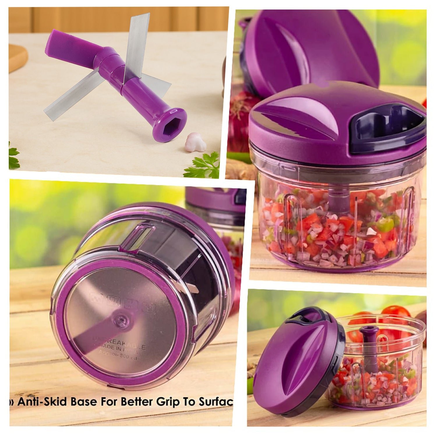 Copper-04 Vegetable Chopper 750ml – Efficient Pull String Cutter
