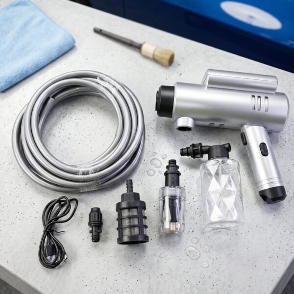 High Pressure Cordless Car Washer Gun Kit – Portable with Hose & Foam