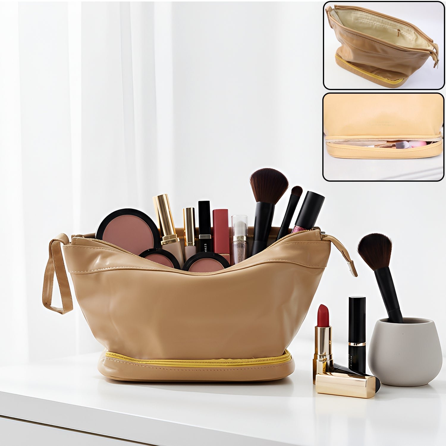 Makeup Storage Bag – Spacious Dual-Compartment Organizer